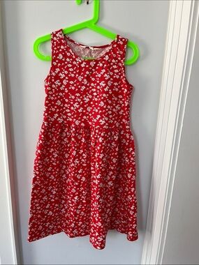 H&M size 8-10 Red Floral Tank Dress for Girls